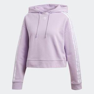 Adidas Cropped Hooded Sweatshirt in Lilac, XS